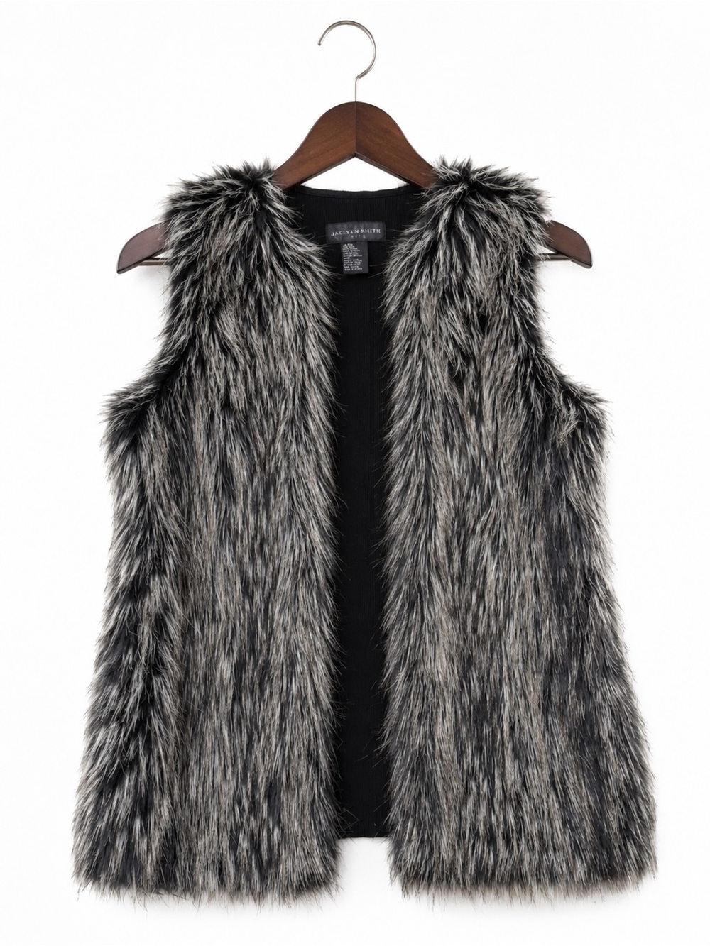 Live a Little Black & Gray Faux Fur Vest